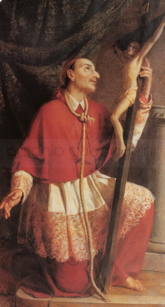 San Carlo in preghiera - 1850 - olio su tela cm. 160x90 - Chiesa parrocchiale della Conversione di San Paolo - Esine